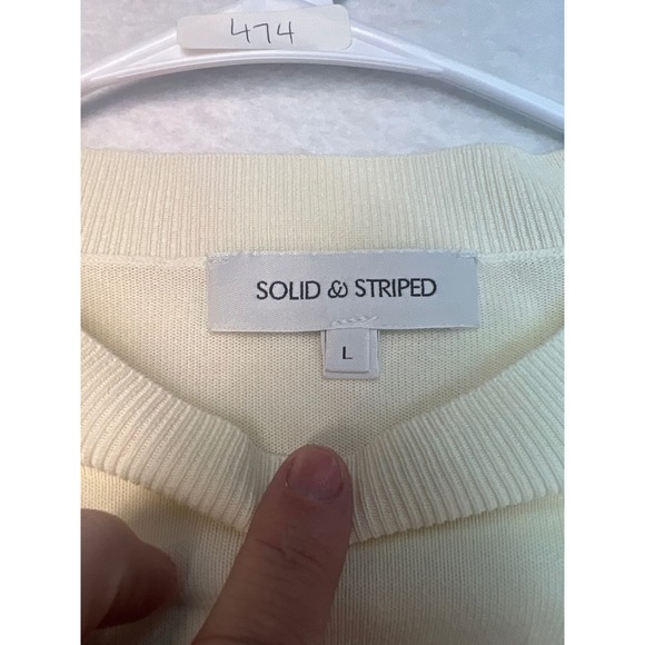 Solid & Striped Cream Bell Sleeve Cropped Crewneck Sweater Womens Large L - Picture 3 of 7